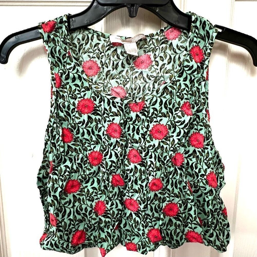 Forever 21 cropped green floral tank